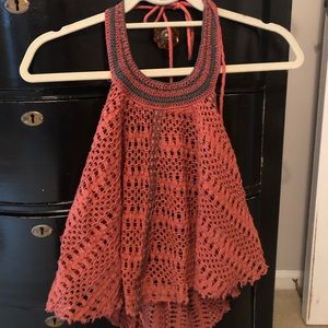 Free People Open Back Crochet Halter